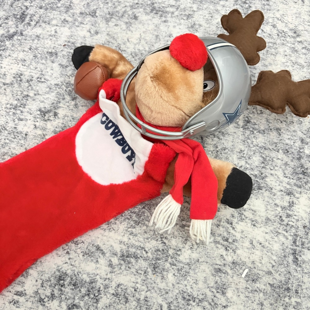 NFL Dallas Cowboys 1994 Vintage Reindeer Helmet Plush Christmas Stocking Decor